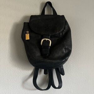 TIGNANELLO Vintage Y2K Genuine Leather Mini Backpack Black Purse Buckle